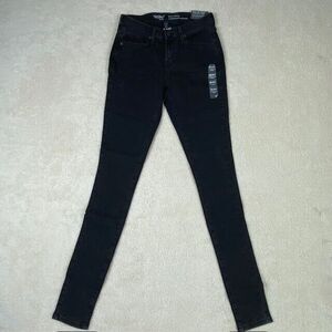 Women's Size 00/24/L Mossimo Denim Mid Rise Jegging Black Jeans Power Stretch